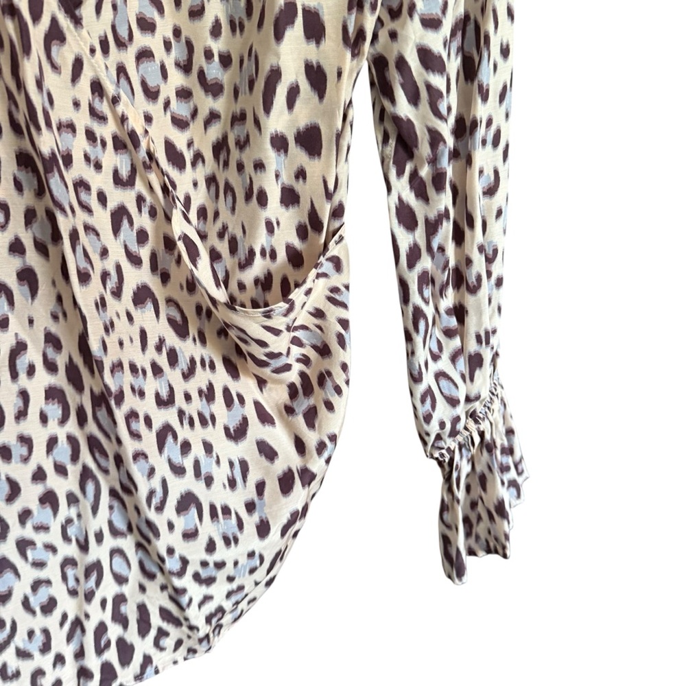 NWT Equipment Femme Silk Blend Farrah Peasant Leopard Long Sleeve Blouse Women S - Picture 8 of 8